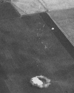 The moment of the impact of the gondola and the cloud of dust it raised - (National Geographic Magazine)